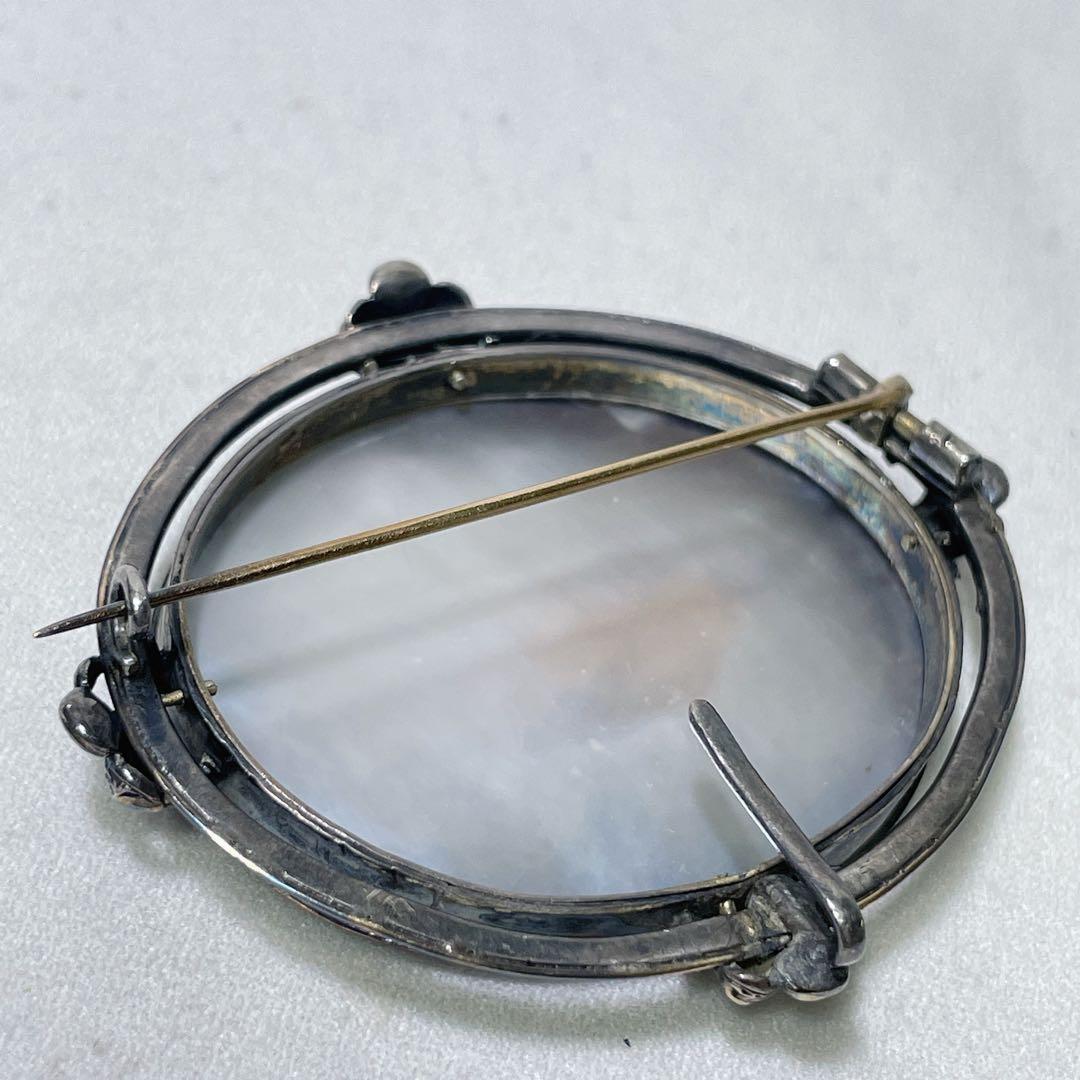 アンティーク 手描き 風景画 SILVER製 ブローチ