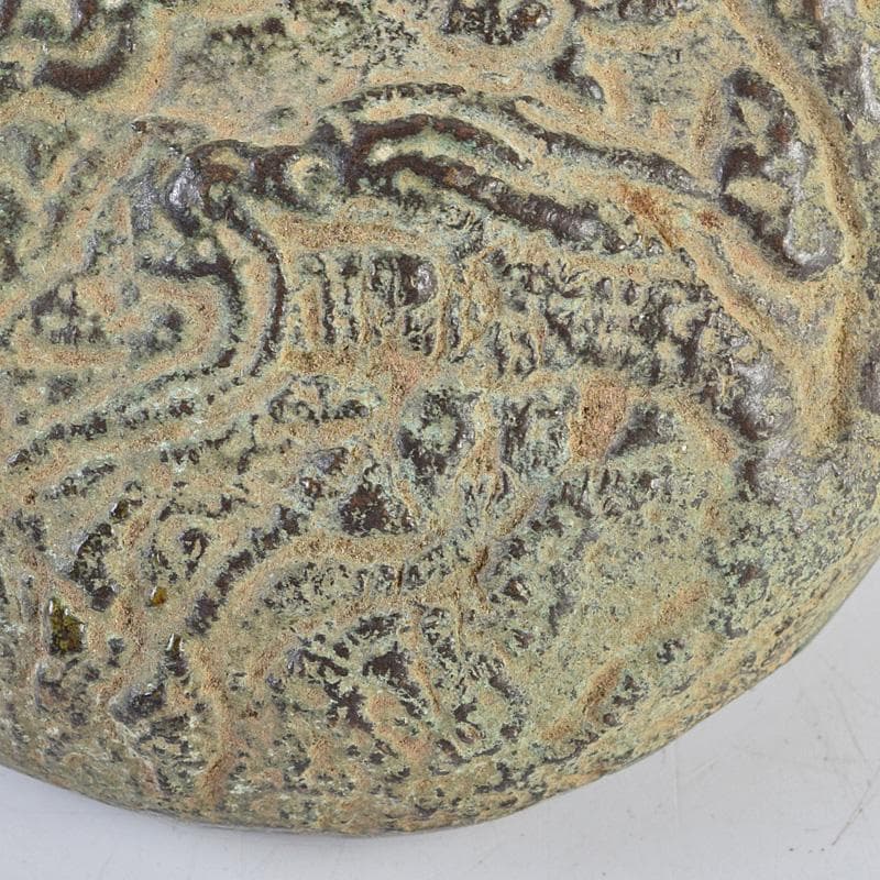 中国　明時代　青銅　龍模様　香合　時代箱付　V　R9348