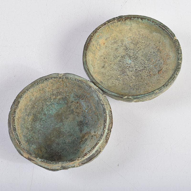 中国　明時代　青銅　龍模様　香合　時代箱付　V　R9348