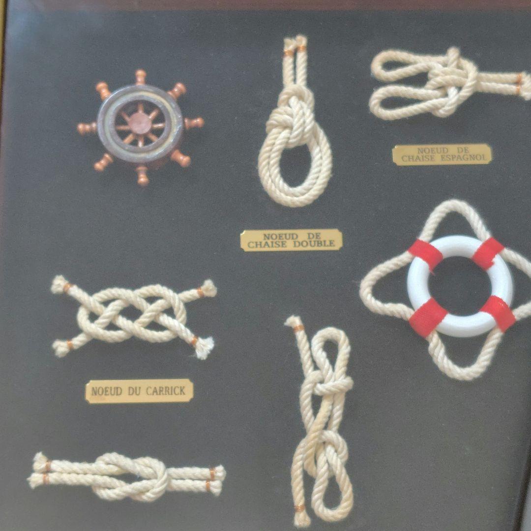 ロープワーク　ロープノット　額入　壁掛け　ヨット結び　アンティーク　ノットボード