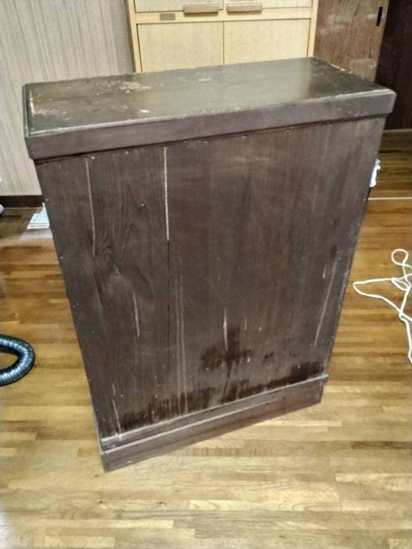 アンティーク レトロ 木製ガラス扉キャビネット 引き出し付き 本棚 食器棚