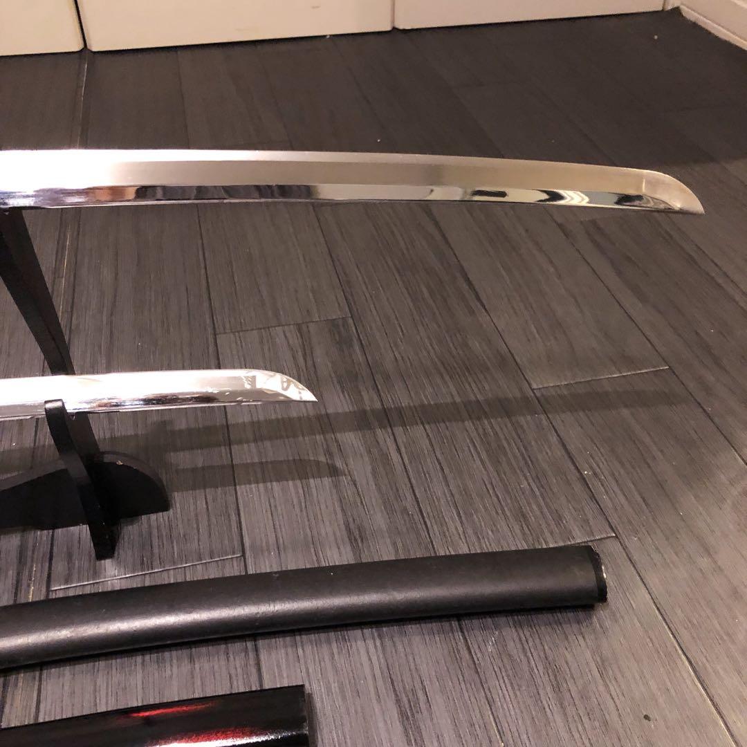 高級模造刀　高級居合刀　太刀　大小セット　本研波刃　亜鉛合金　地肌