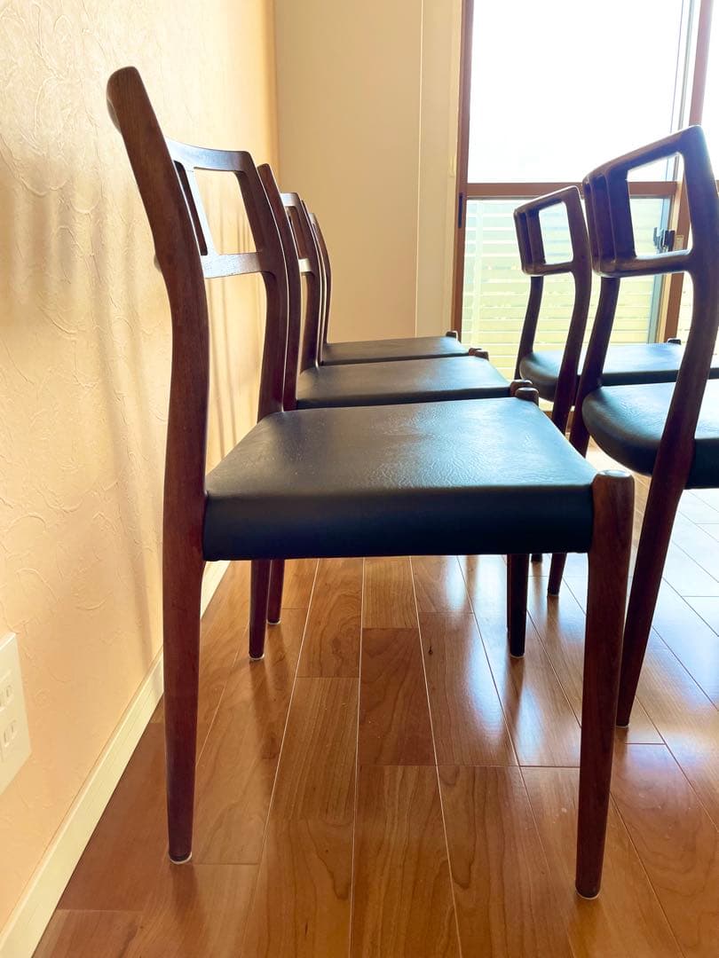 傷有りダイニングチェア4脚デンマークニールス・モラーチーク材 椅子大塚家具リペア