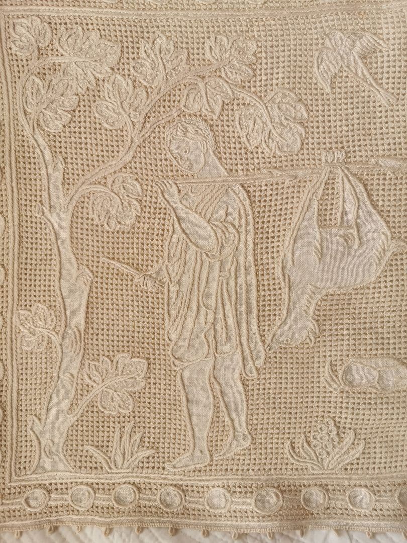 アンティーク ブラットレース アルテミスとアポロン 鹿狩りの森リネンランナー