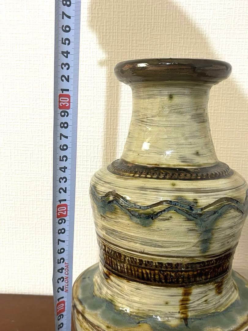 小橋川源慶作 やちむん 壺屋焼花瓶 嘉瓶（ゆしびん）高さ約３４センチ