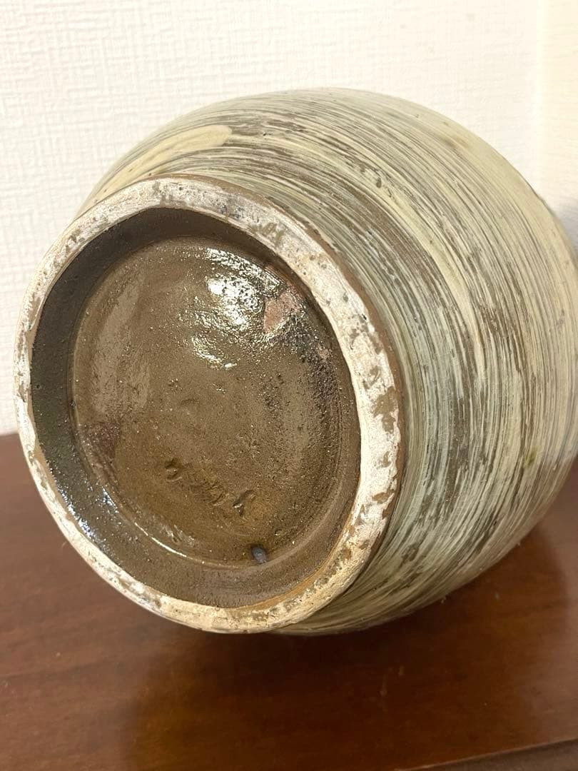 小橋川源慶作 やちむん 壺屋焼花瓶 嘉瓶（ゆしびん）高さ約３４センチ