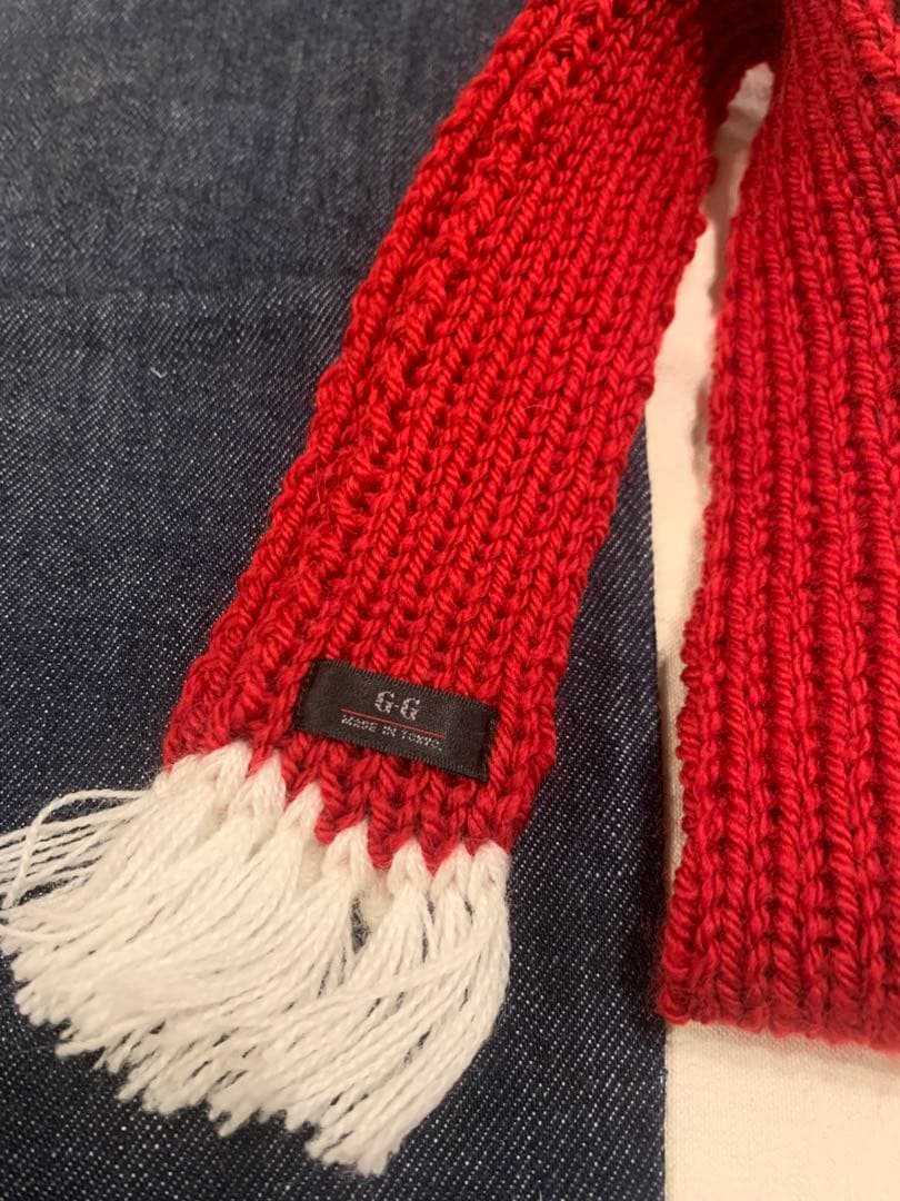 アトリエgg★グランマズマフラーSレッド★未使用品赤ハンドメイド