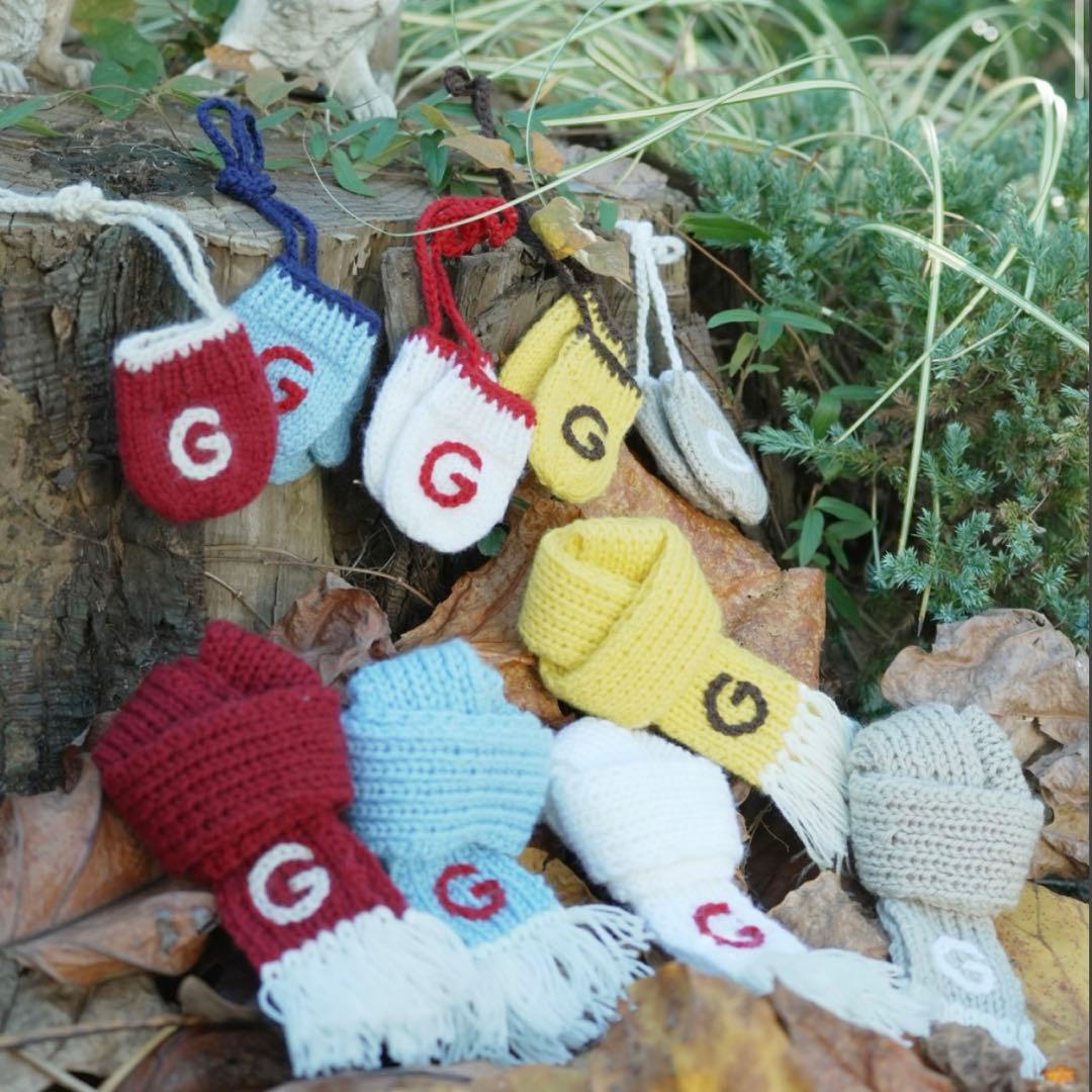 アトリエgg★グランマズマフラーSレッド★未使用品赤ハンドメイド