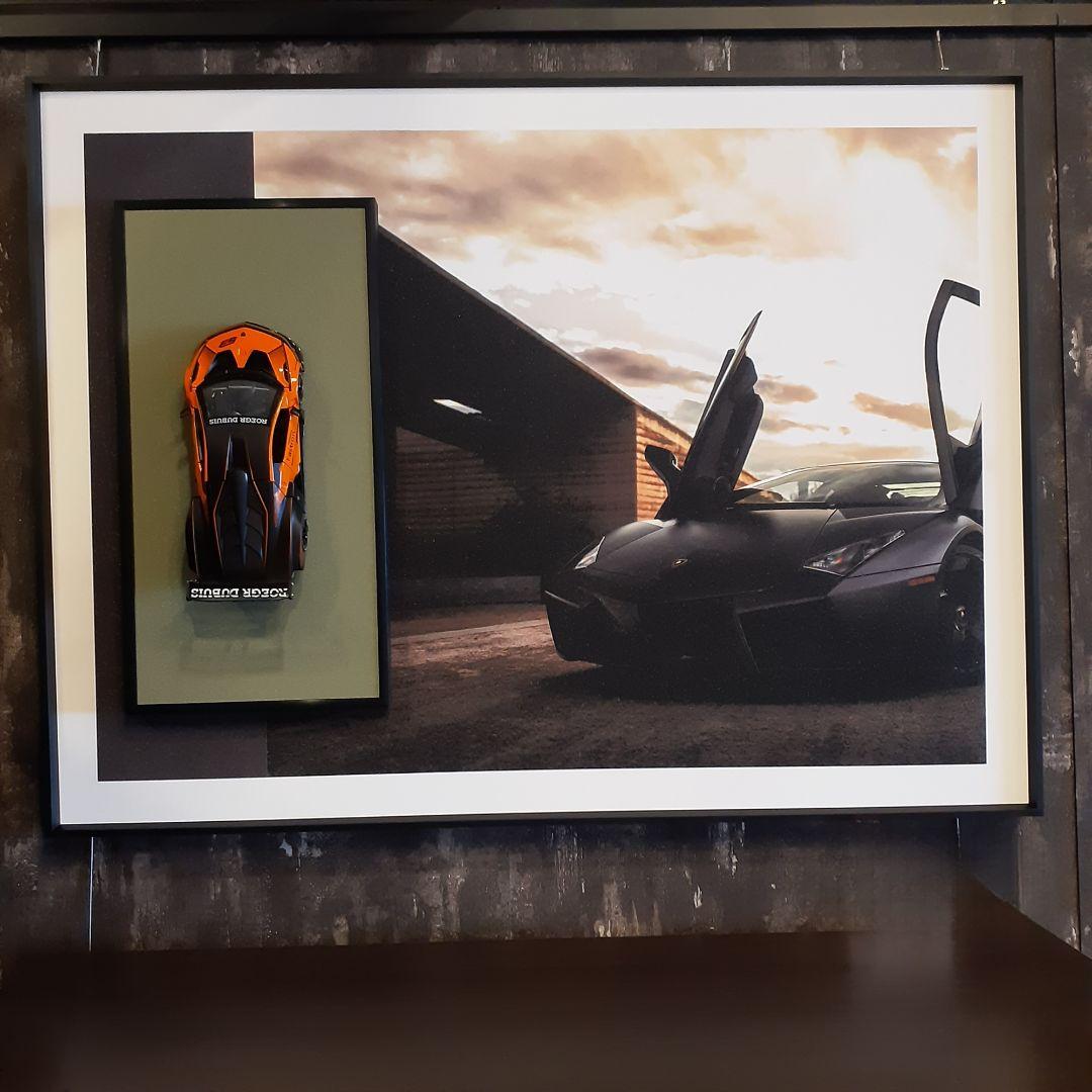 希少　生産少　輸入雑貨　ランボルギーニ　フィギア付　特殊アートパネル　黒縁