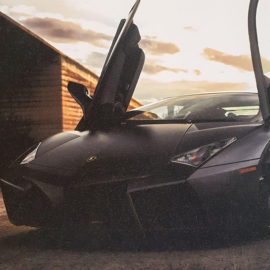 希少　生産少　輸入雑貨　ランボルギーニ　フィギア付　特殊アートパネル　黒縁