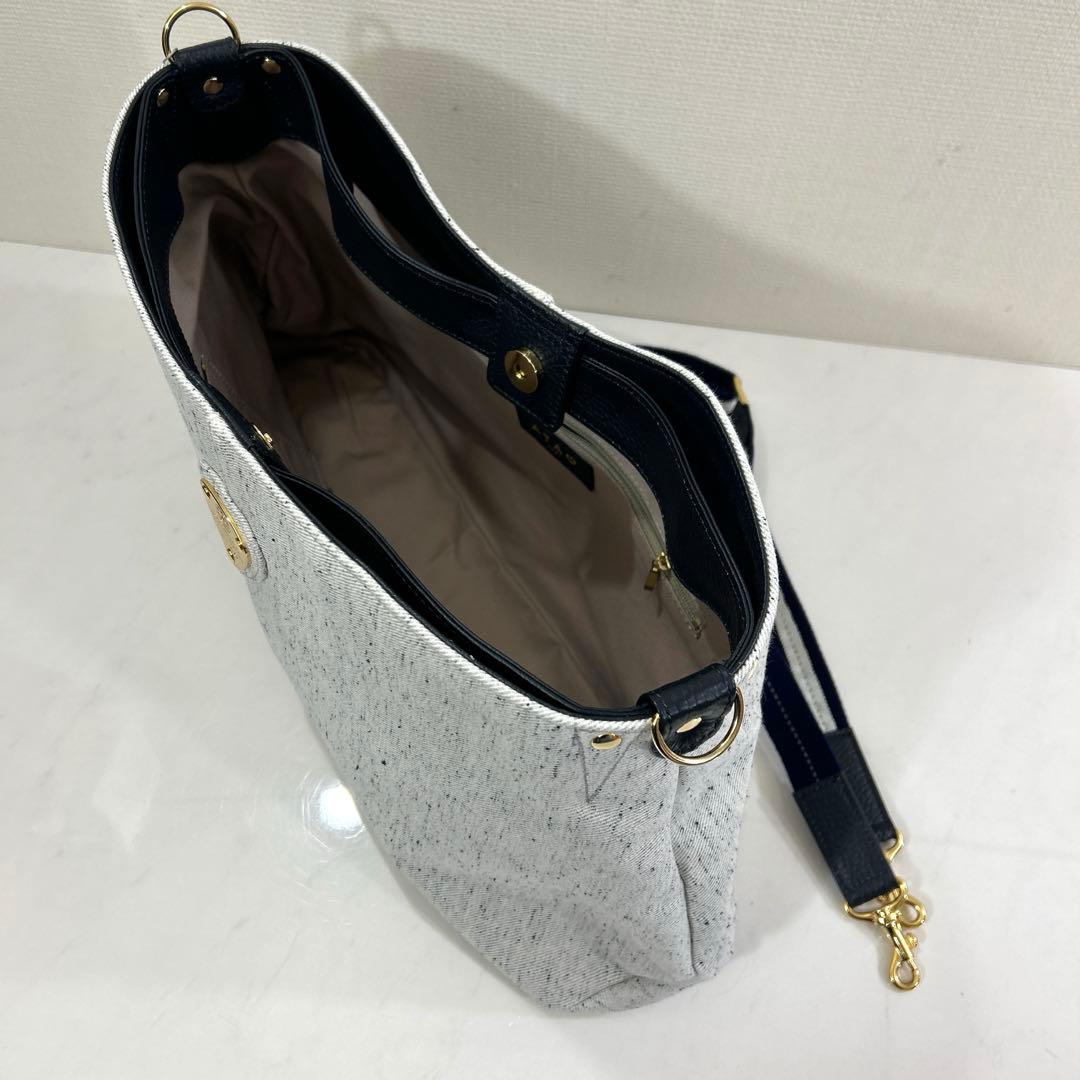 アタオ　ATAOエルヴィ ホワイトデニム ショルダーバッグ