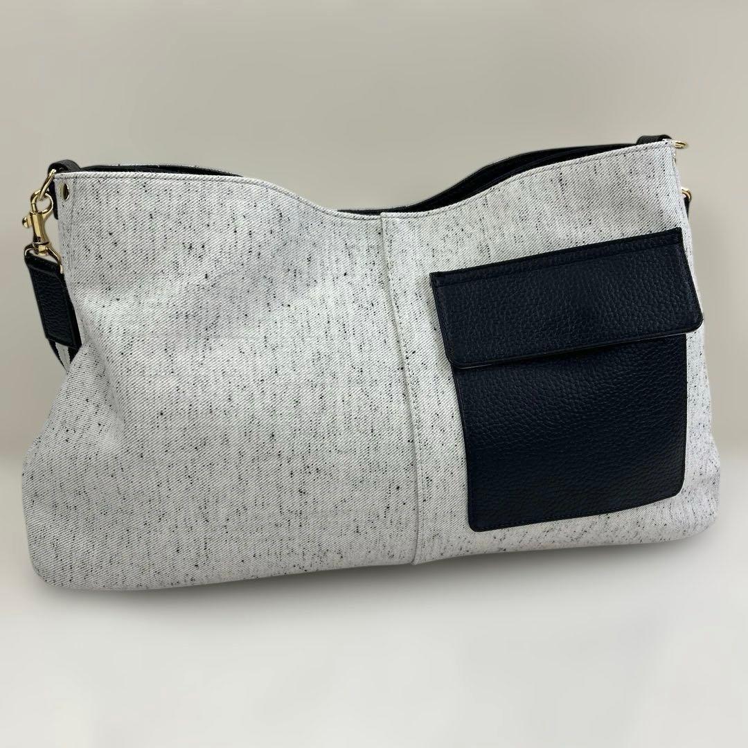 アタオ　ATAOエルヴィ ホワイトデニム ショルダーバッグ