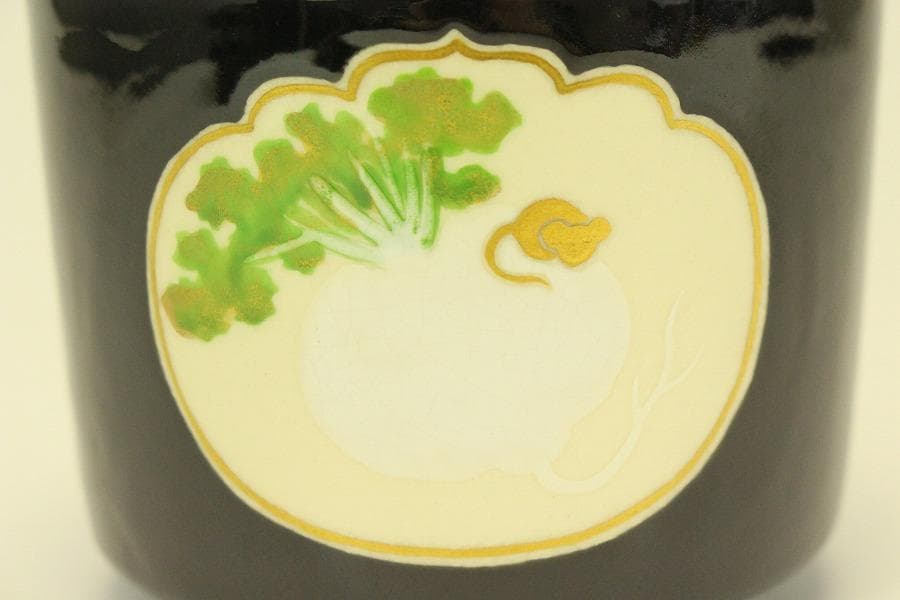 茶道具 福鼡之絵 茶碗 粟田焼 佳山 木箱付(メ1393)