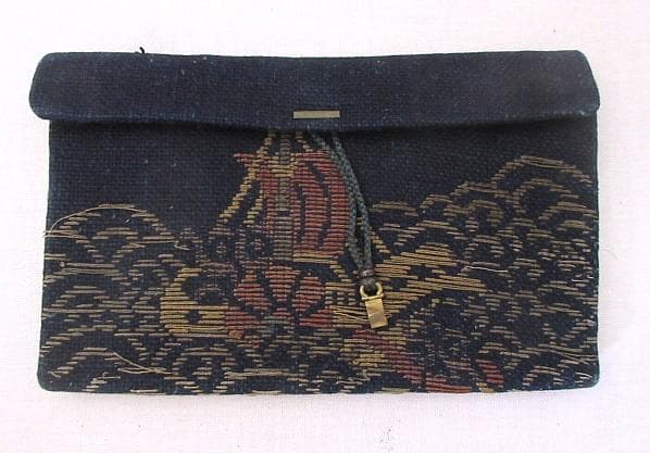 古いキセル・筒＆提げたばこ入れ１点 和柄小物入れ１点 金襴生地小物入れ２点