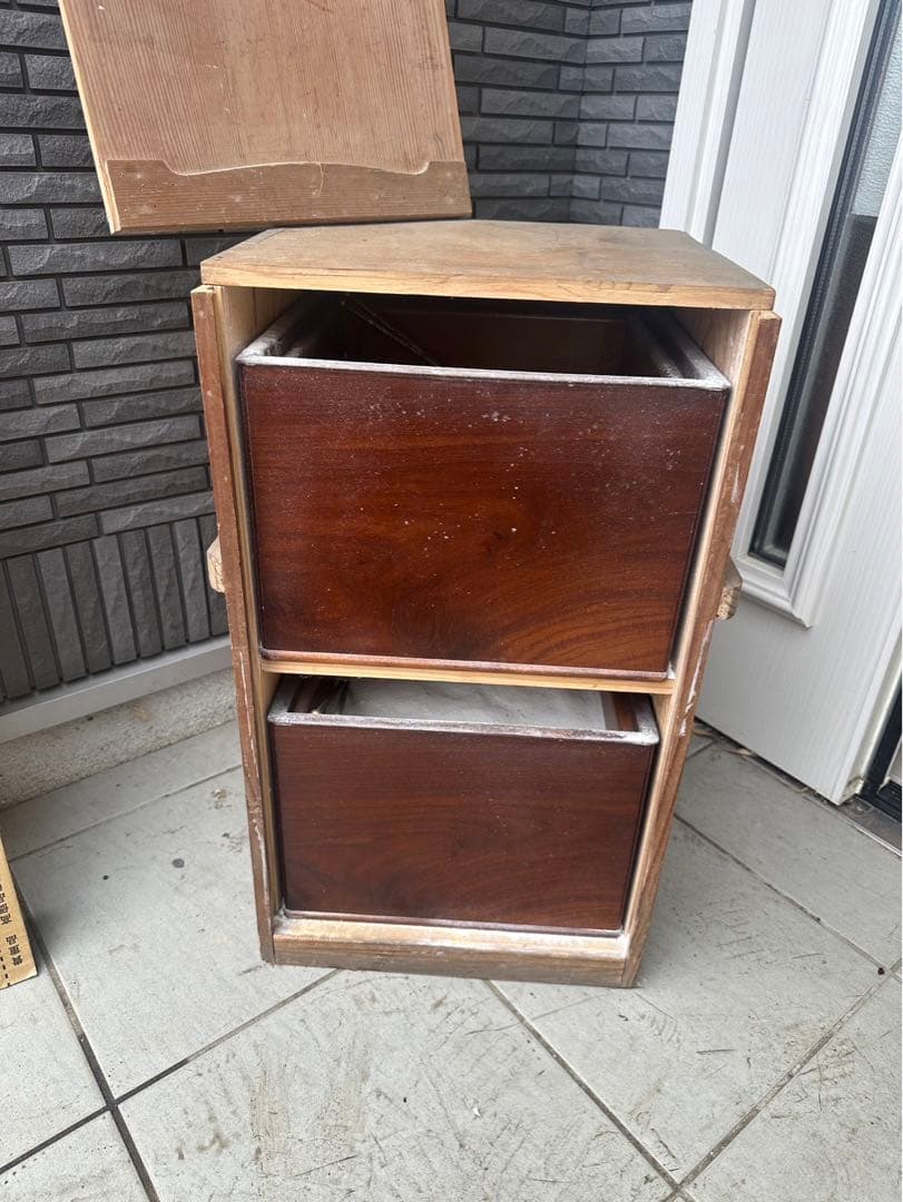 昭和レトロアンティーク二箇セット木箱入り 灰入 茶道具 古民具 角火鉢 古道具