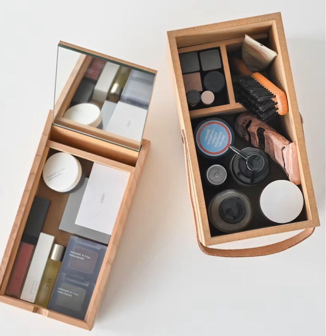 美品　北欧暮らしの道具店　木製ミラー付きメイクボックス