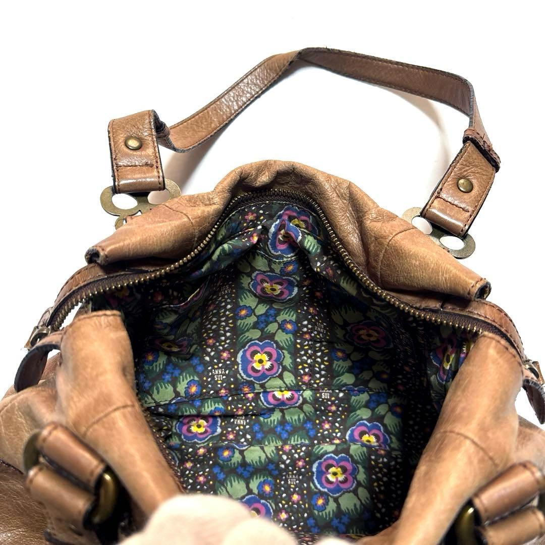 ANNA SUI 本革 蝶 バタフライ バックル デザイン ショルダーバッグ