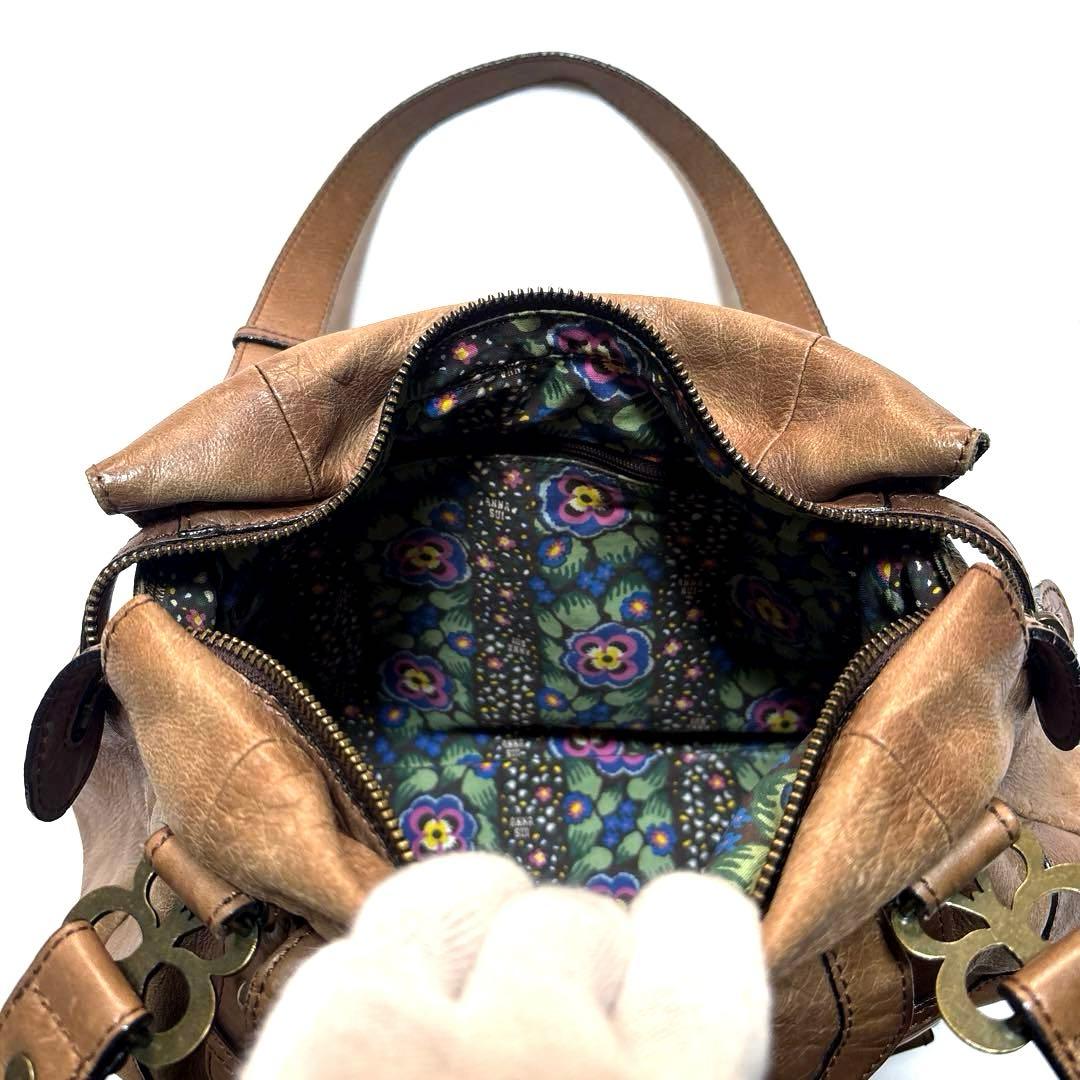 ANNA SUI 本革 蝶 バタフライ バックル デザイン ショルダーバッグ