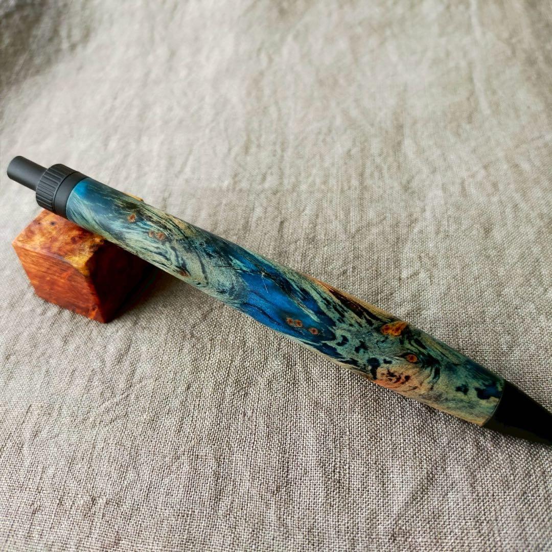 【魂】　ハンドメイド　木軸シャープぺン　スタビライズドウッド　0.5mm