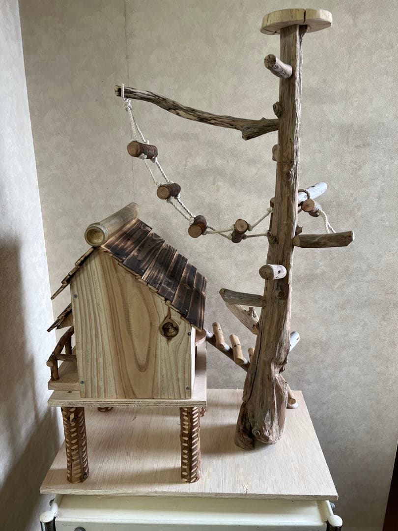 カシオレ鳥インコ止まり木 流木バードアスレチック 大サイズバードジム