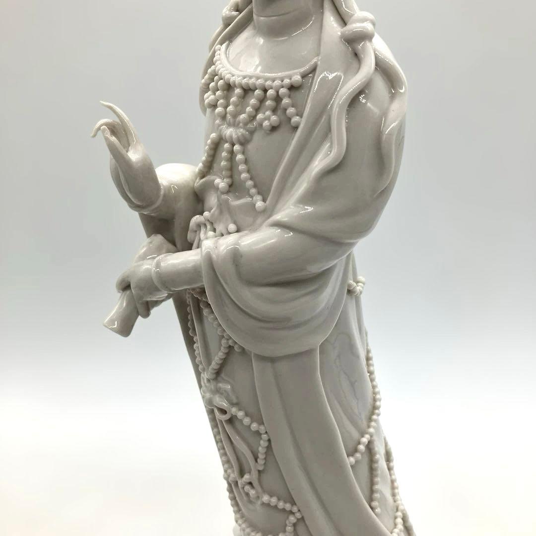 中国美術 白磁觀音 観音菩薩立像 高さ約30cm 徳化窯 ヴィンテージ