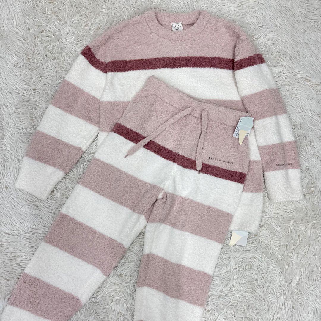【新品タグ付き】gelato pique セットアップ　ボーダー　ピンク