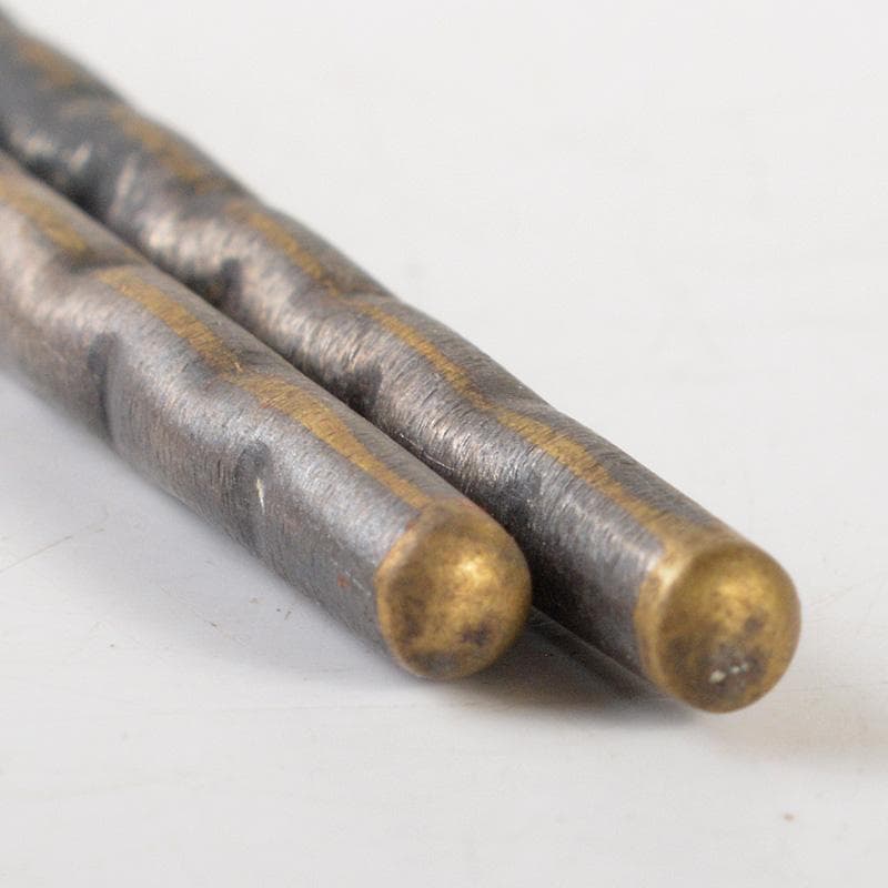 茶道具　金工師　木村清五郎作　鉄製　美津火箸　共布共箱　C　6458