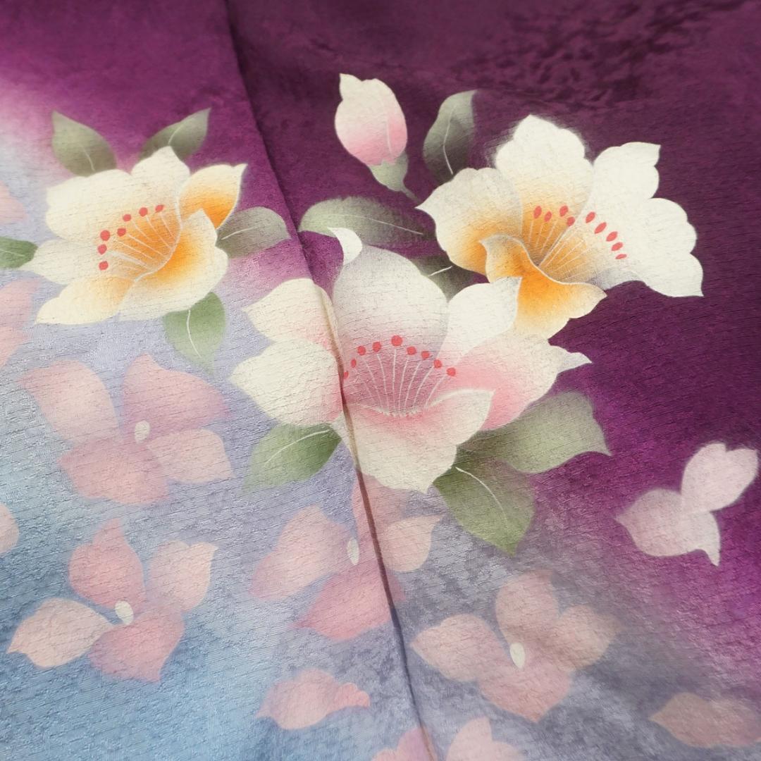 ワイドサイズ　ふくよかサイズ　長じゅばん付き　正絹振袖　165cm　a241