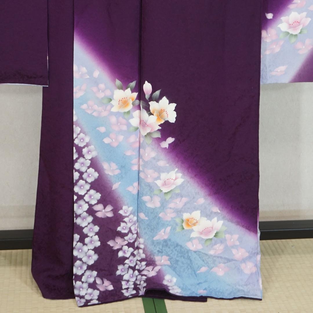 ワイドサイズ　ふくよかサイズ　長じゅばん付き　正絹振袖　165cm　a241