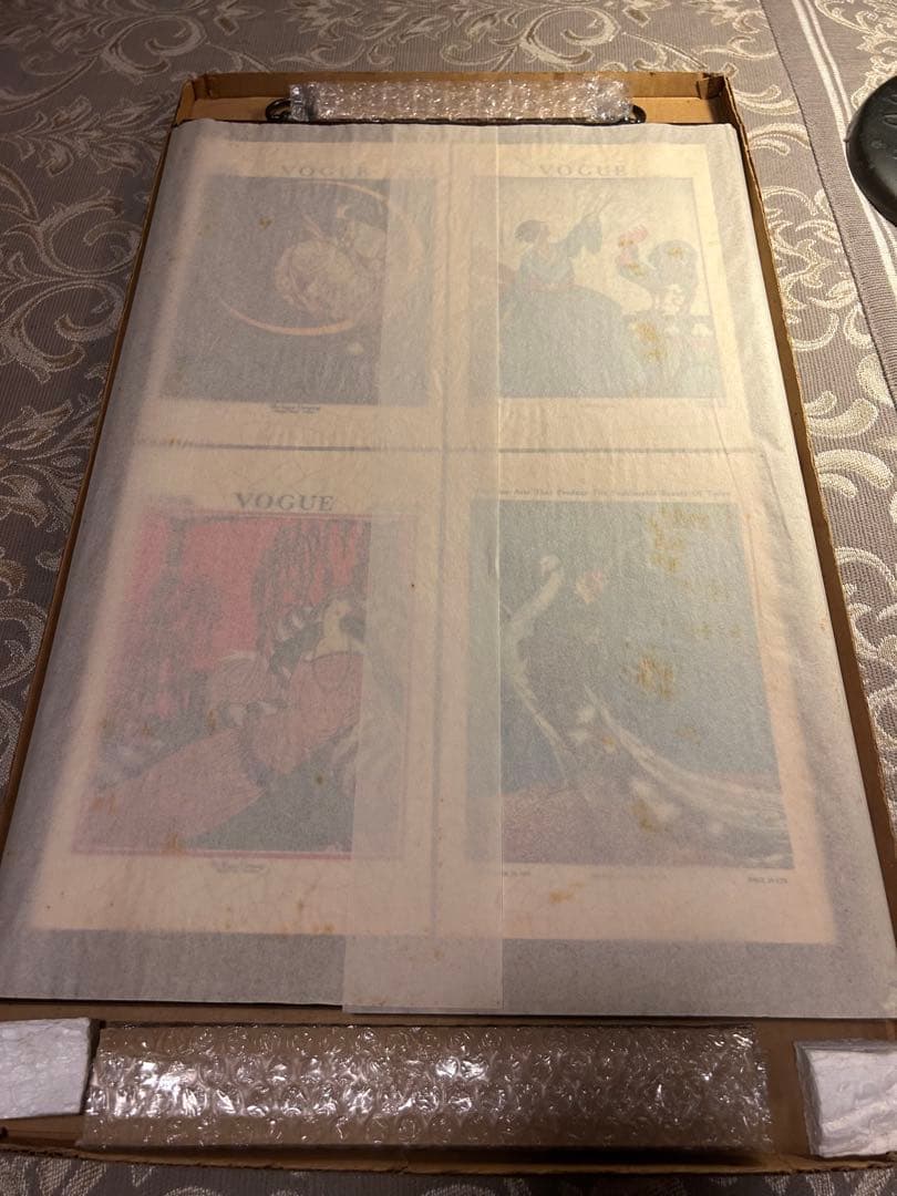 希少 ヴィンテージ VOGUE 木製 タイル アートデコ ポスター