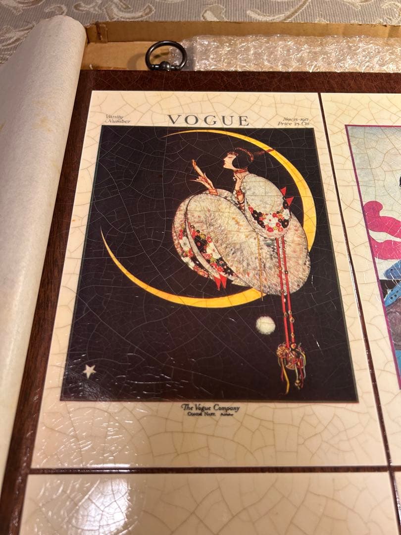 希少 ヴィンテージ VOGUE 木製 タイル アートデコ ポスター