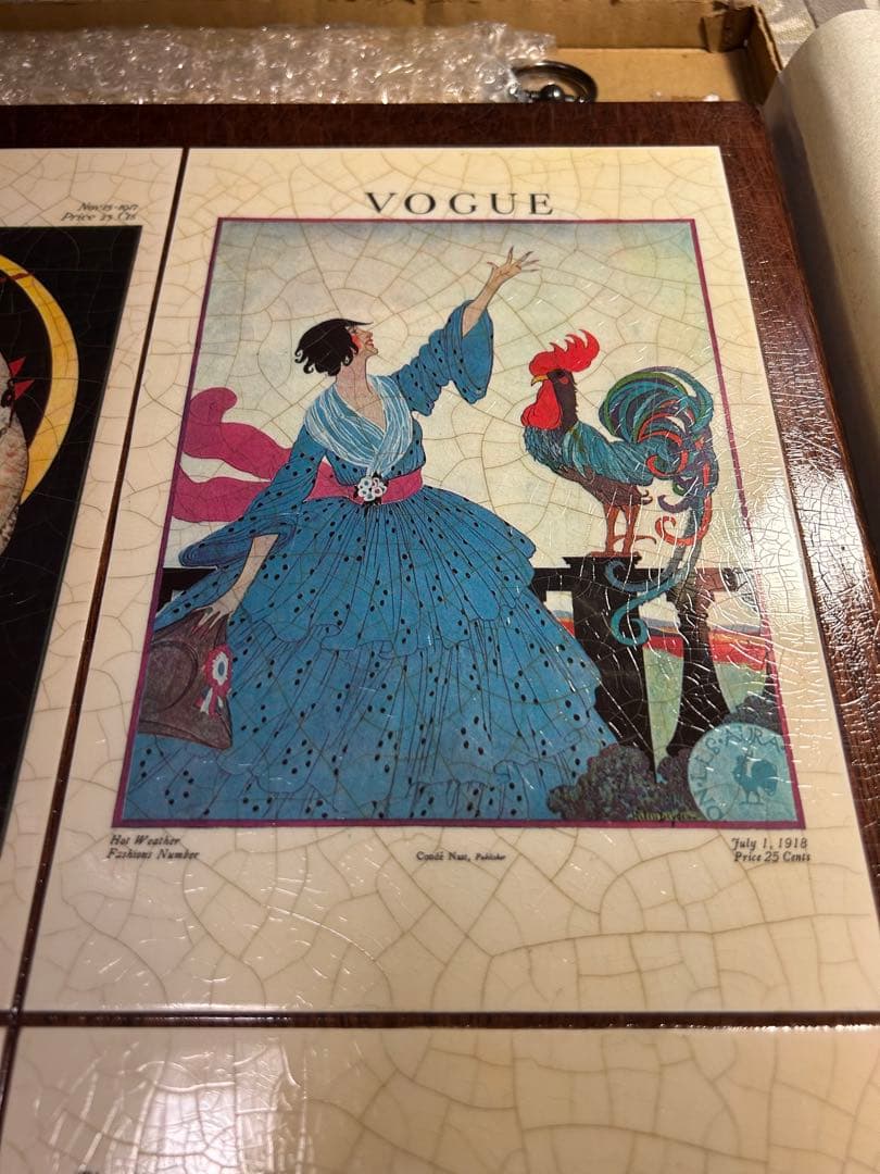 希少 ヴィンテージ VOGUE 木製 タイル アートデコ ポスター