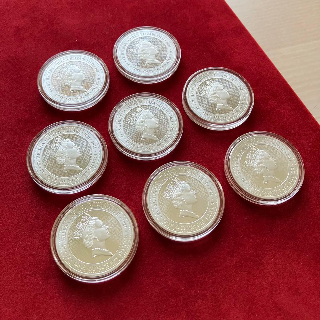 8枚◇アメリカ「セントヘレナ 女王の美徳・勝利 」1オンス 銀貨