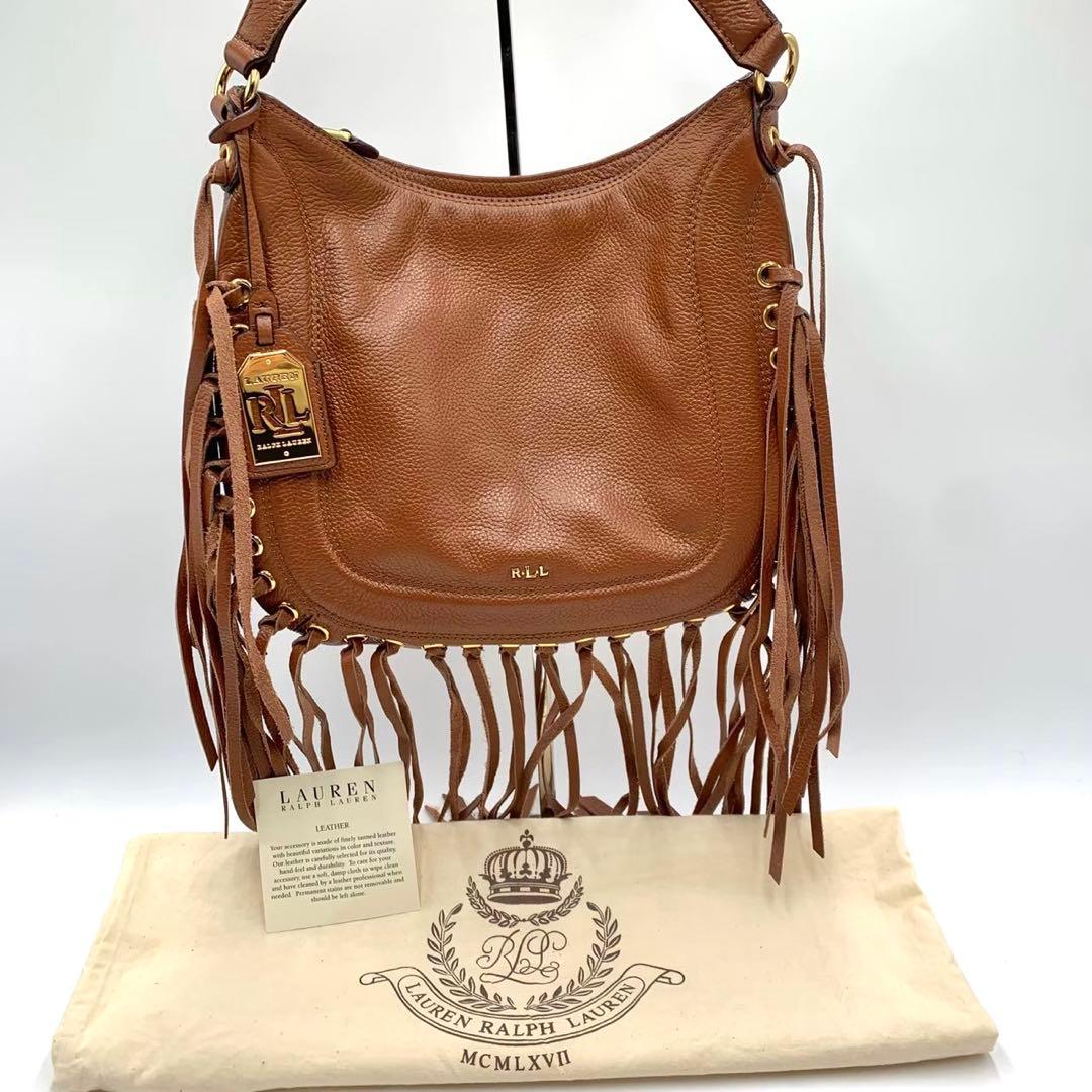 【極美品】LRL ローレンラルフローレン レザー ショルダーバッグ フリンジ