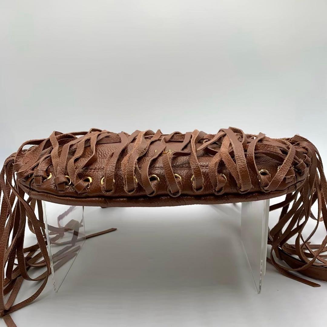 【極美品】LRL ローレンラルフローレン レザー ショルダーバッグ フリンジ