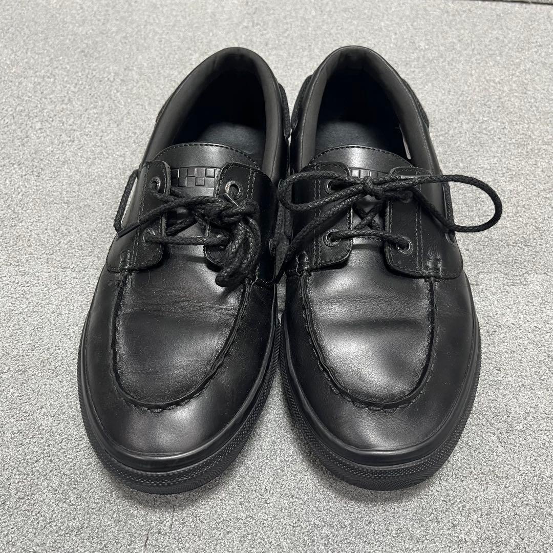 重厚レザーモカ2アイレットシルエットVANSV176CFブラック27cm