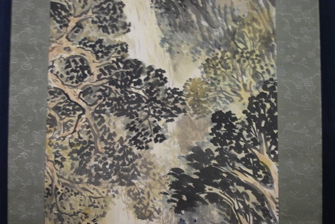 【真作】富田渓山/高士観瀑図/掛軸/名家伝来/Ｔ-193 J