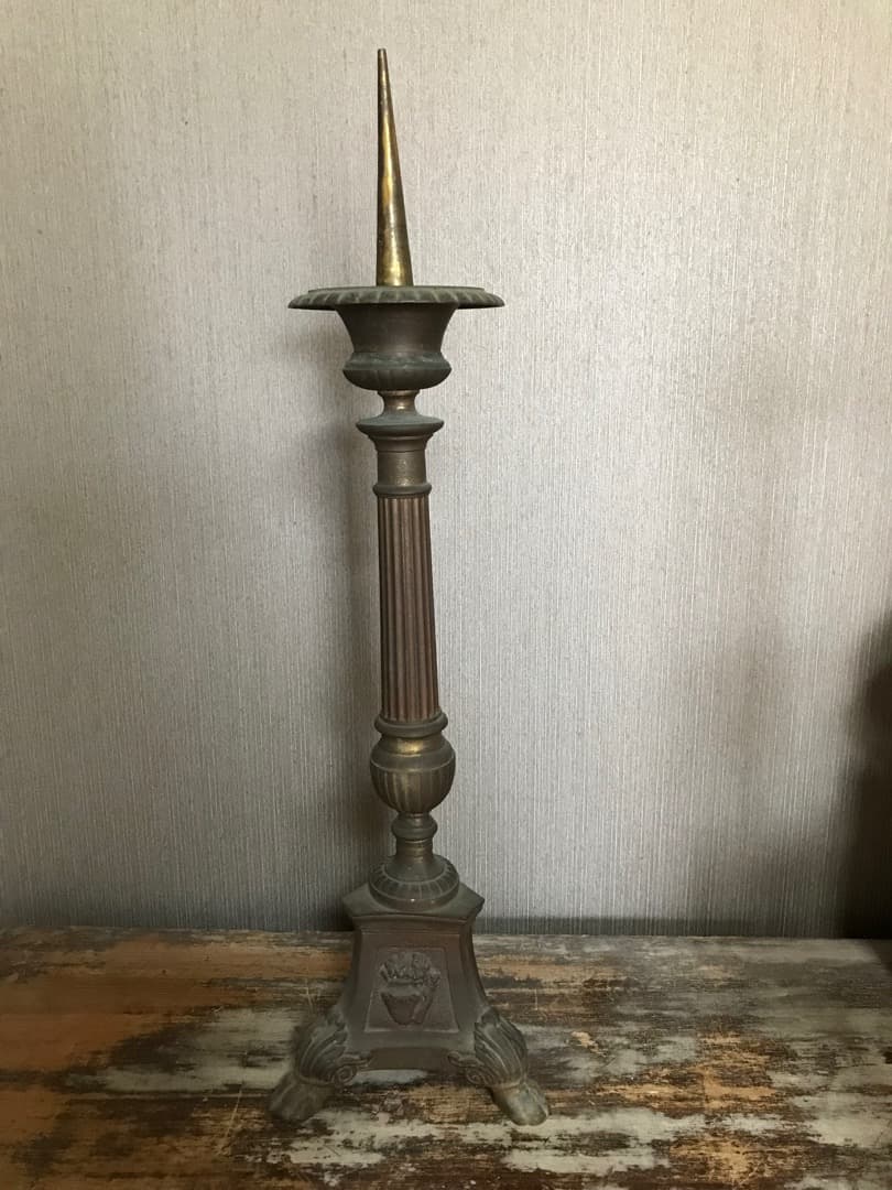 フランス　アンティーク　ブロンズ　キャンドルスタンド　燭台　ペア