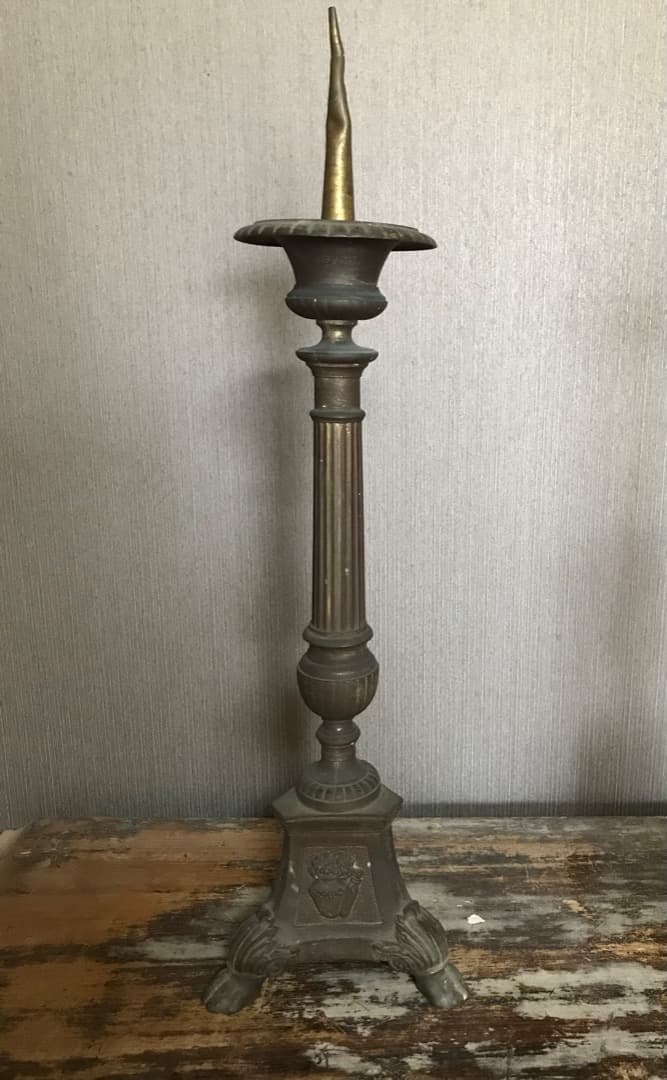 フランス　アンティーク　ブロンズ　キャンドルスタンド　燭台　ペア
