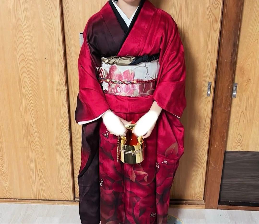 振袖 フルセット 長襦袢、草履、紙飾りセット 成人式 赤ぼかし トールサイズ