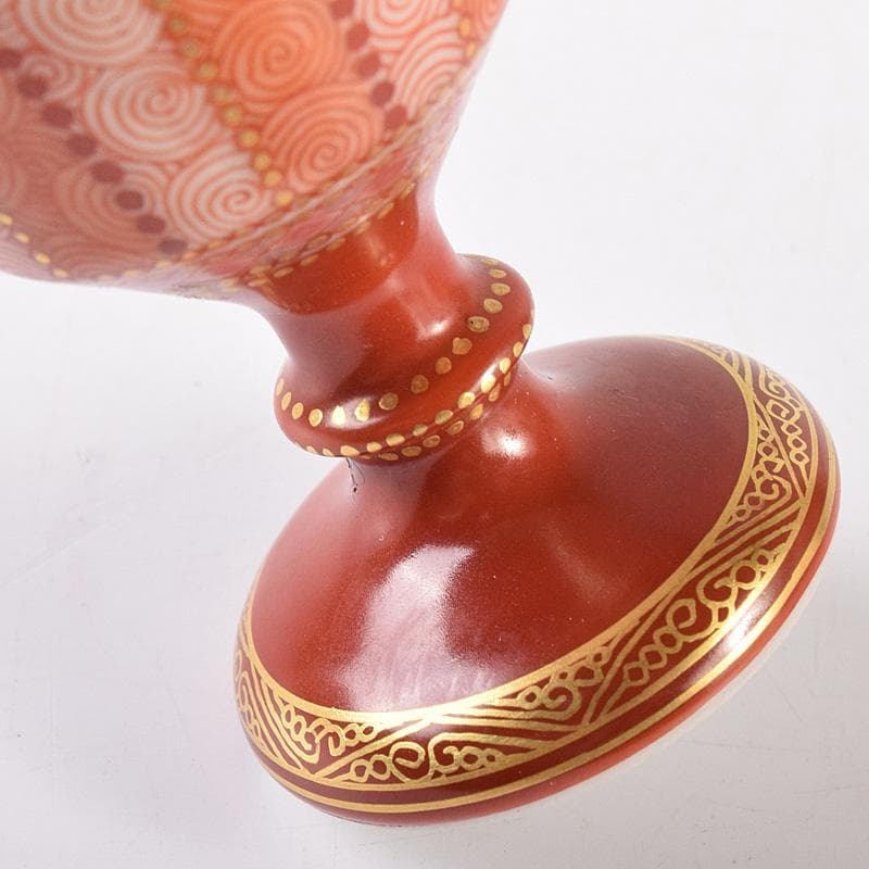 九谷焼　織田恵美作　赤絵細描　酒盃　酒杯　共布共箱　2点まとめて　D　R8072