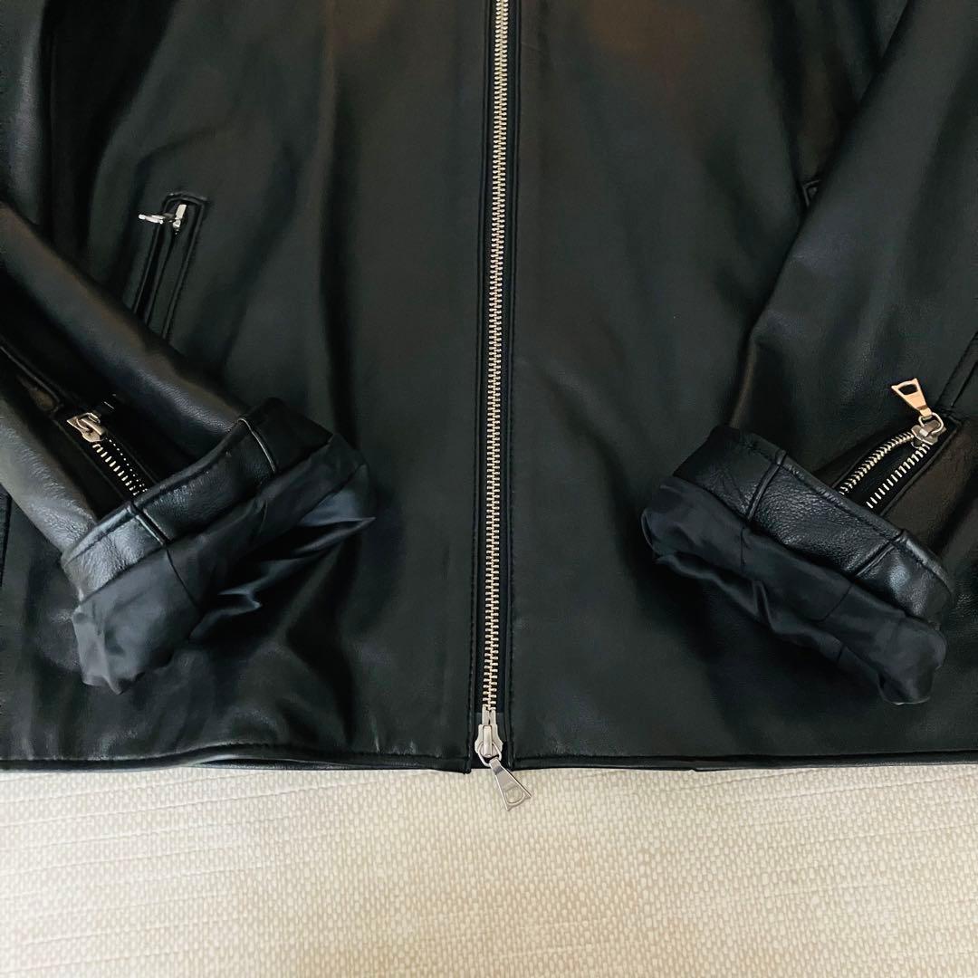 【美品】ビームスハート ライダースジャケット シングル ラムレザー 黒 XL