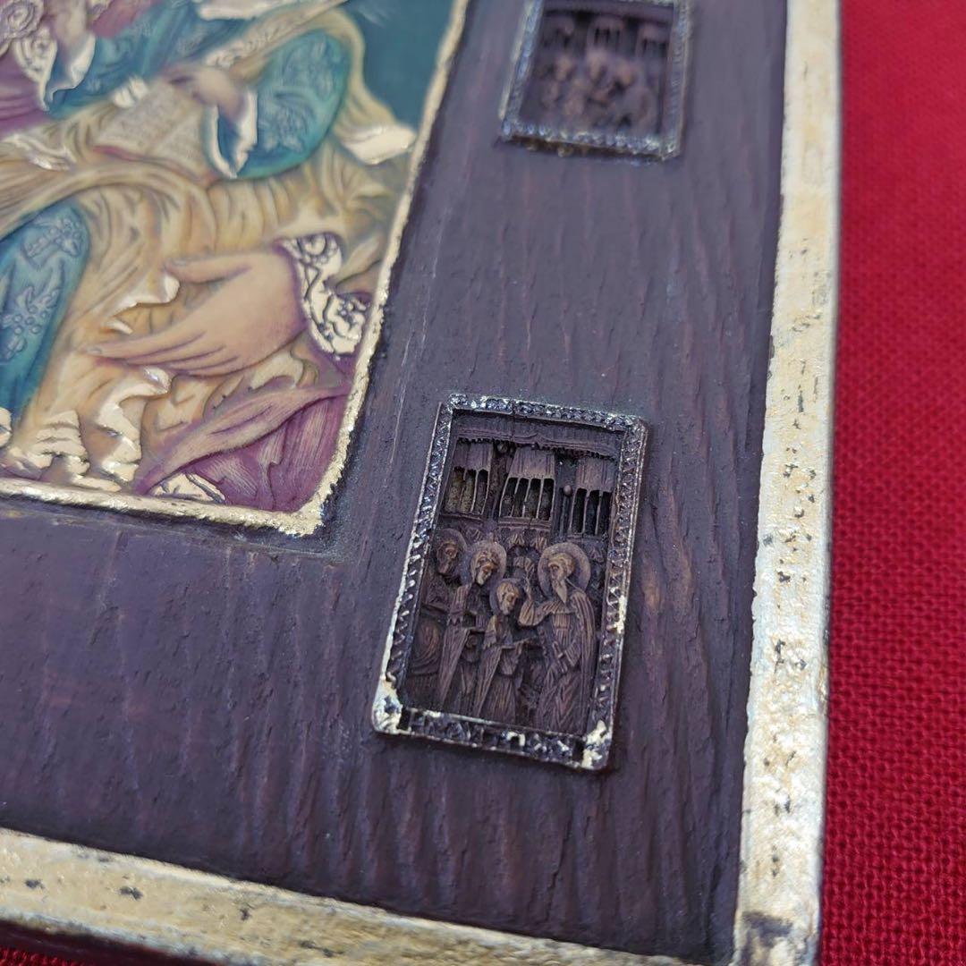 聖母子像 イコン ロシア正教 ブルガリア正教 木彫り ヴィンテージ