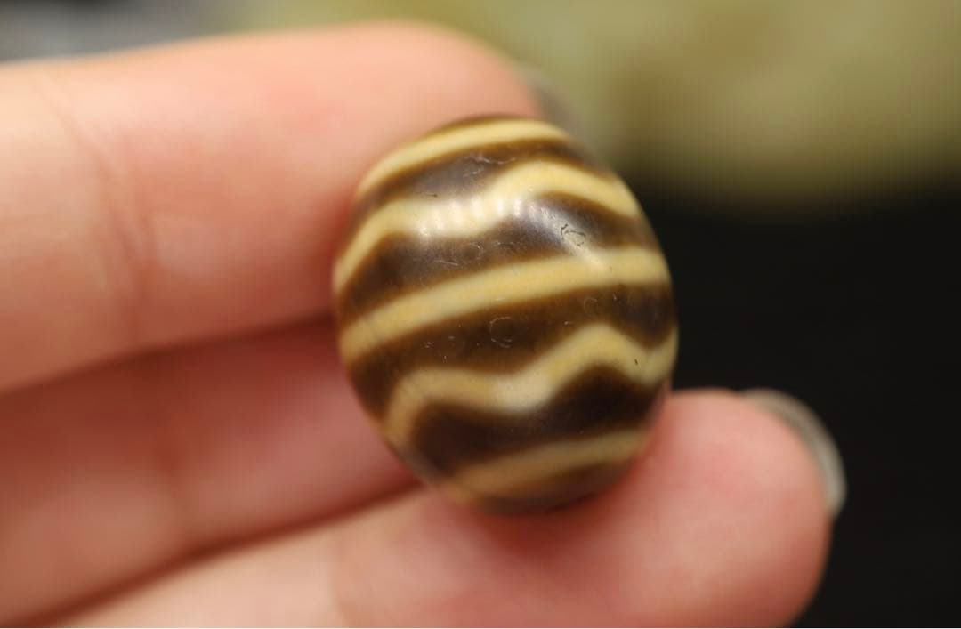 本物　ミニ老天珠　チベット　ジービーズ　水紋「流水紋天珠 」Dzi beads