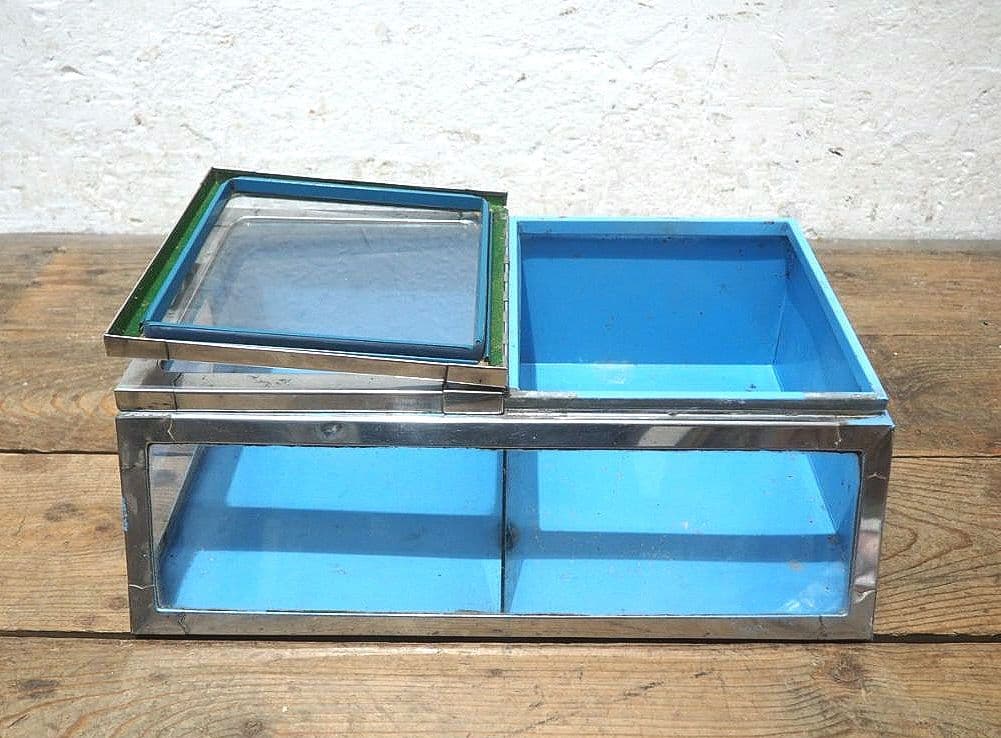 1328 昭和レトロな駄菓子屋のガラスケース　飾り棚　陳列棚　ビンテージ　古家具