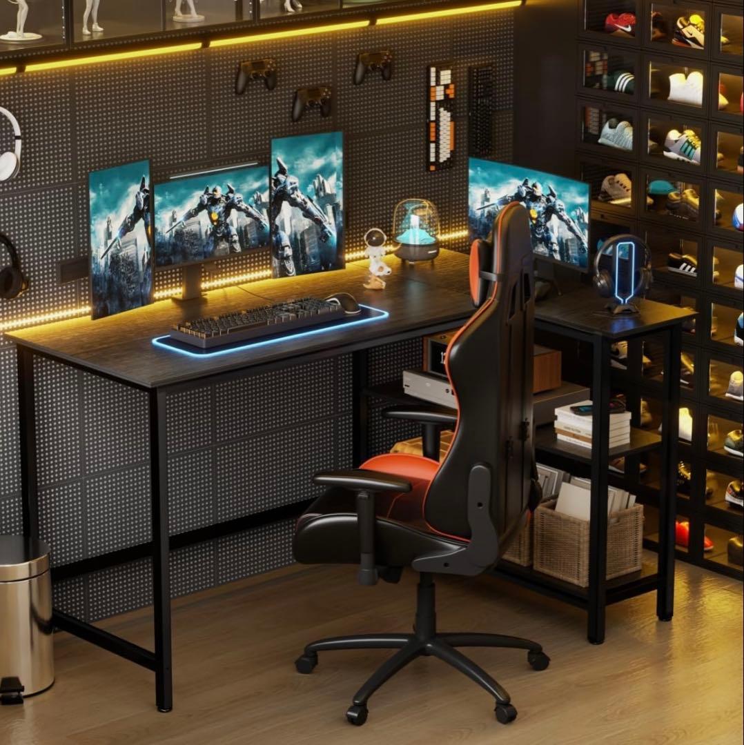 Y*U様 L字デスク 幅98cm 収納袋付きブラック　組み立て式