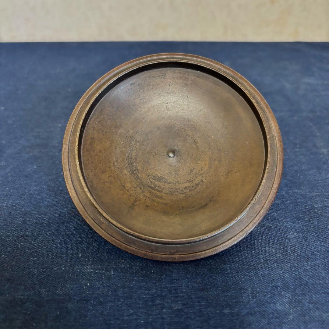 松竹梅地紋釜 風炉 茶釜 電熱器 唐銅朝鮮風炉釜 野々田製電熱器 敷板 茶道具