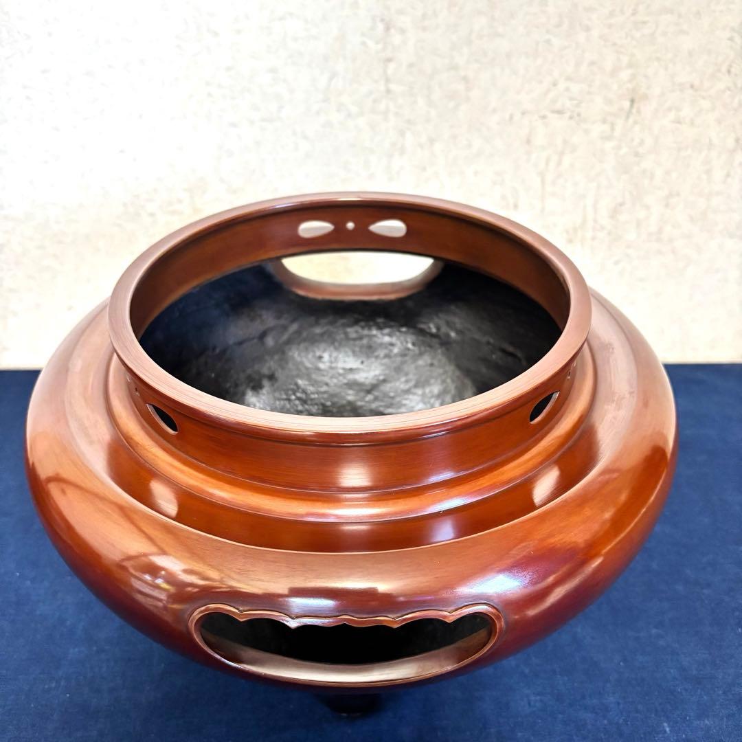 松竹梅地紋釜 風炉 茶釜 電熱器 唐銅朝鮮風炉釜 野々田製電熱器 敷板 茶道具