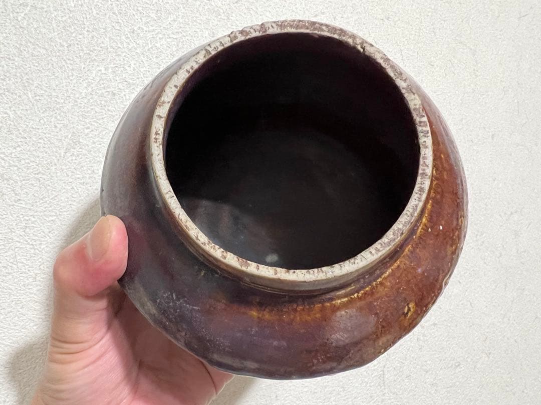 李朝 面取 小壺 飴釉 卯の浮 花入 鑑賞陶器 朝鮮 高麗 骨董 古美術