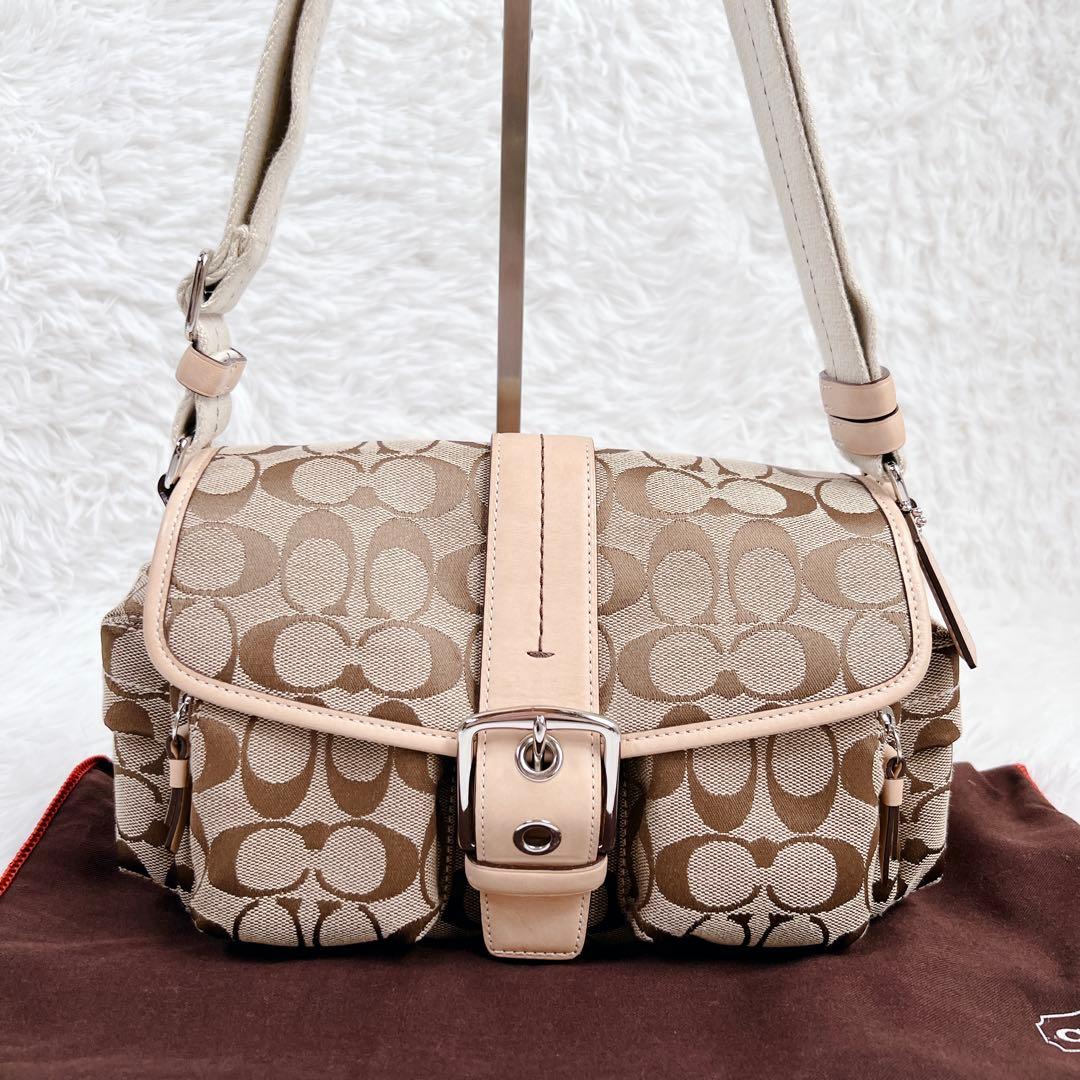 極美品✨COACH ソーホー シグネチャー ショルダーバッグ ベージュ y2k